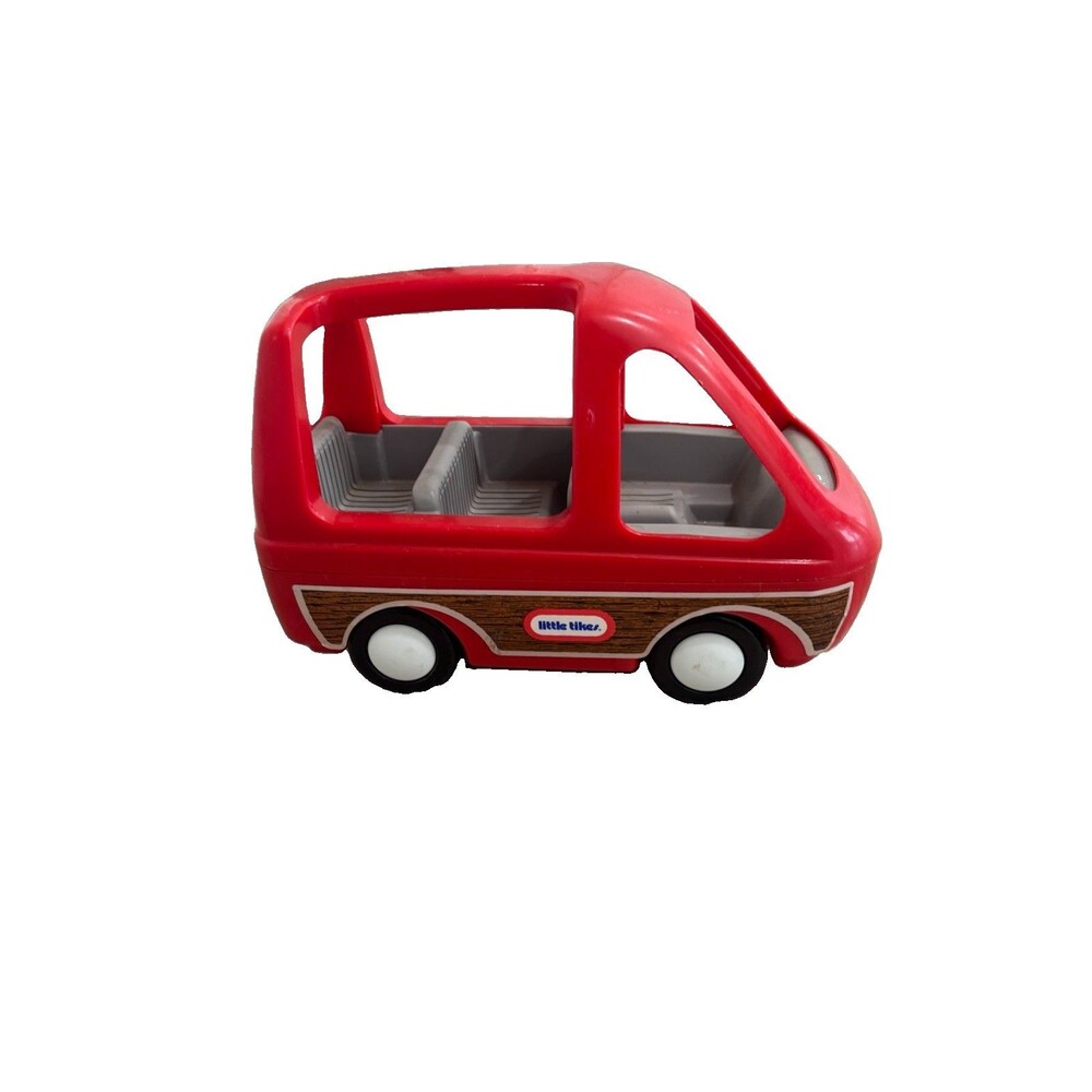 VTG Little Tikes Red Family Minivan Woodgrain Doll House Car Vehicle 1980s